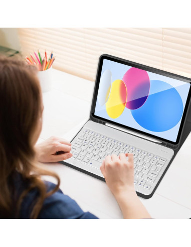 Funda de teclado KENKE para iPad 10 y 11 generación, negra