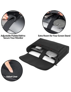 Funda Acolchada para Monitor Trunab 24" Negro - Soporta 2 Pantallas 2