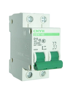 Disyuntor Miniatura DZ47-63 D10 10A 240/400V 2 Polo Riel DIN