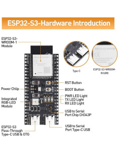 Placa de Desarrollo Aideepen ESP32 S3 DevKitC1 N16R8 Wi-Fi BT 2