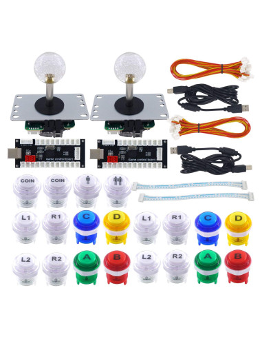 Kit de Juego Arcade DIY SJ@JX 2 Jugadores USB Sin Retraso