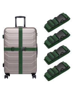 Correas de Equipaje Ajustables uxcell 4 Pcs Verde Militar 130-180 cm