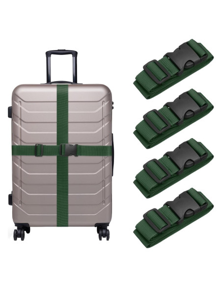 Correas de Equipaje Ajustables uxcell 4 Pcs Verde Militar 130-180 cm