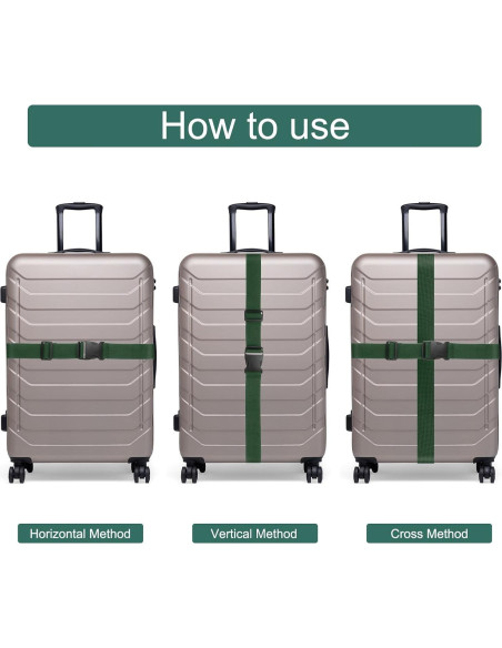 Correas de Equipaje Ajustables uxcell 4 Pcs Verde Militar 130-180 cm