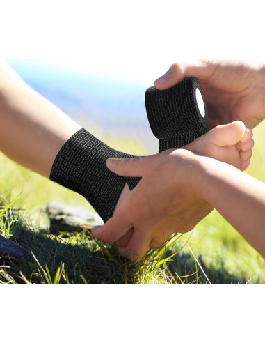 12 Rollos Venda Cohesiva Negra 5.08 cm x 4.57 m Kreyfer