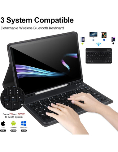 Funda con Teclado Samsung Galaxy Tab S9 FE 10.9" 2023 - Negro