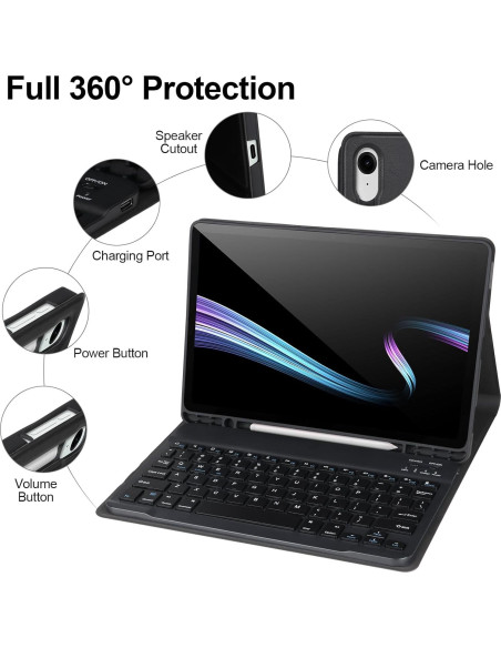Funda con Teclado Samsung Galaxy Tab S9 FE 10.9" 2023 - Negro