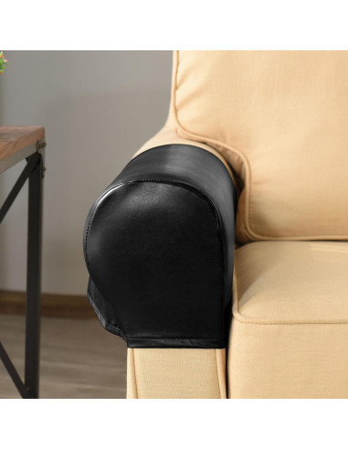 Fundas Impermeables de Cuero Sintético vctops para Reposabrazos - 2 Piezas, Negro
