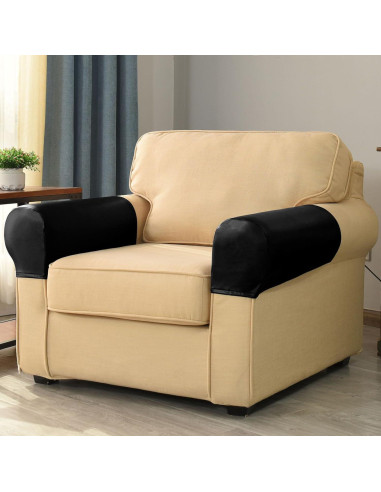 Fundas Impermeables de Cuero Sintético vctops para Reposabrazos - 2 Piezas, Negro