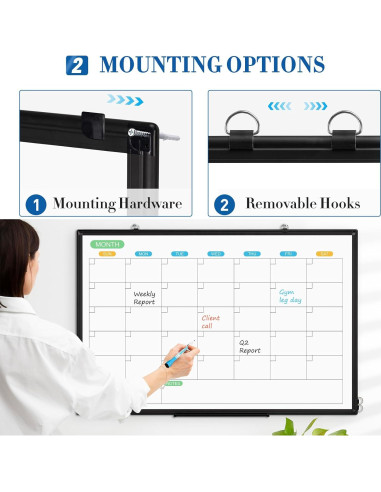 Calendario de Pizarra Blanca WALGLASS 61x46 cm Doble Cara