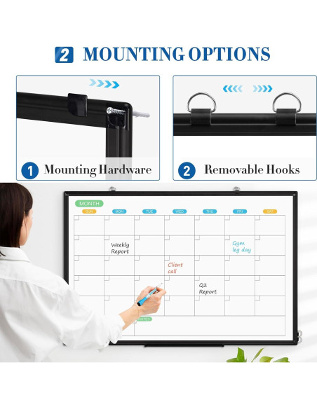 Calendario de Pizarra Blanca WALGLASS 61x46 cm Doble Cara