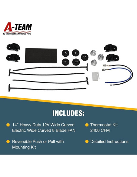 Ventilador Eléctrico Universal A-Team 14" 12V 2400 CFM