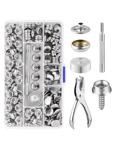 Kit de Botones a Presión Hicdaw 155 Piezas Acero Inoxidable