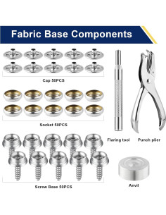 Kit de Botones a Presión Hicdaw 155 Piezas Acero Inoxidable 2
