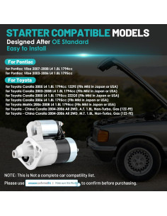 Motor de Arranque 12V 1.6KW Farrme para Toyota Corolla 2003-2008 2