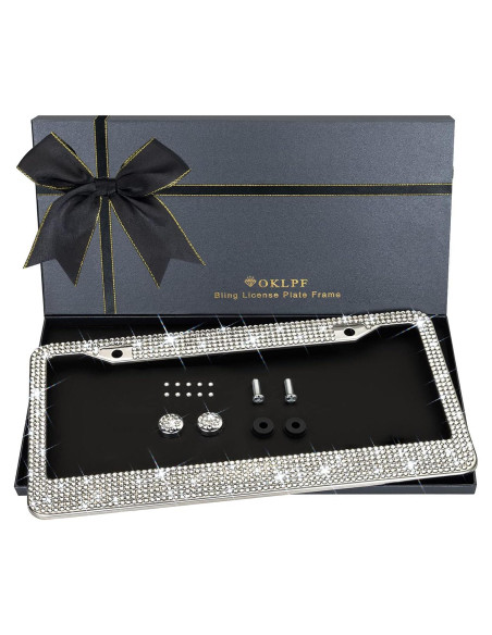 Marco de Placa de Licencia Brillante OKLPF con Rhinestones