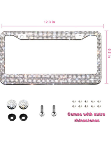 Marco de Placa de Licencia Brillante OKLPF con Rhinestones