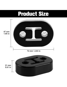 Soporte de Escape de Goma SINGARO 2PCS Negro 7.34x4.73cm 2