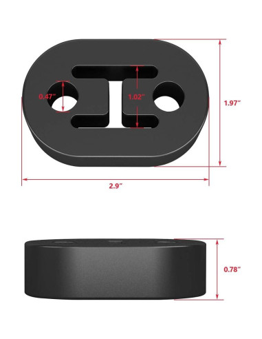 Soporte de goma para escape LCGP 4PCS 2 agujeros 1.14 cm