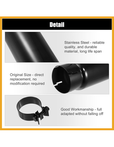 Tubo de Extensión de Escape Acero Inoxidable Partuto para Toyota Tacoma 2018-2023