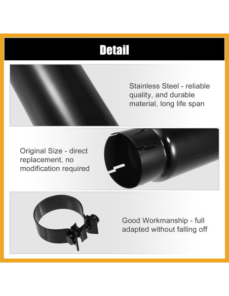 Tubo de Extensión de Escape Acero Inoxidable Partuto para Toyota Tacoma 2018-2023