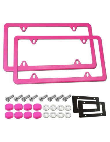 Marco de Placa de Licencia BGGTMO Rosa - Metal Aluminio, 2 Piezas