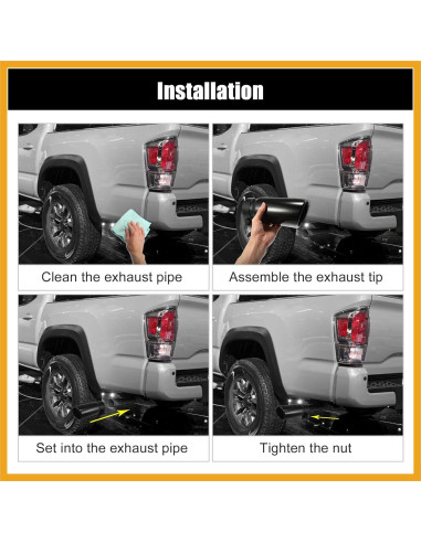 Tubo de Extensión de Escape Acero Inoxidable Partuto para Toyota Tacoma 2018-2023