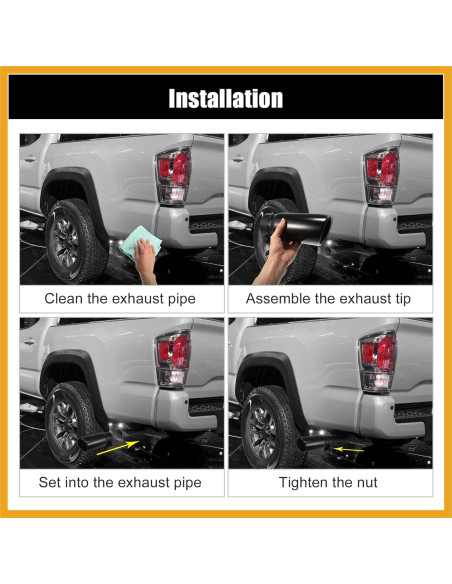 Tubo de Extensión de Escape Acero Inoxidable Partuto para Toyota Tacoma 2018-2023