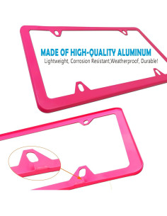 Marco de Placa de Licencia BGGTMO Rosa - Metal Aluminio, 2 Piezas 2