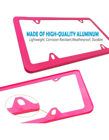 Marco de Placa de Licencia BGGTMO Rosa - Metal Aluminio, 2 Piezas
