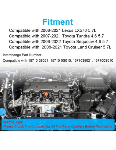 Enfriador de Aceite JDMON para Lexus/Toyota 5.7L/4.6L