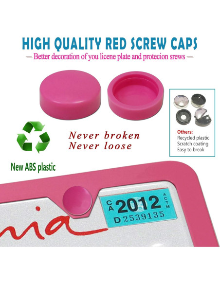 Marco de Placa de Licencia BGGTMO Rosa - Metal Aluminio, 2 Piezas