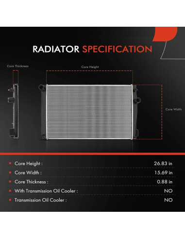 Radiador de Refrigerante A-Premium para Toyota RAV4 2009-2015