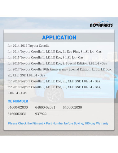 Cerradura de Maletero Eléctrica NOVAPARTS para Toyota Corolla 2014-2019