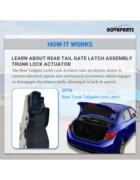 Cerradura de Maletero Eléctrica NOVAPARTS para Toyota Corolla 2014-2019