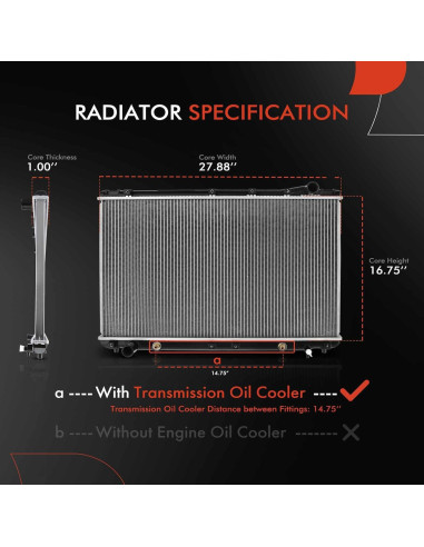 Conjunto Radiador A-Premium con Enfriador de Aceite para Lexus/Toyota