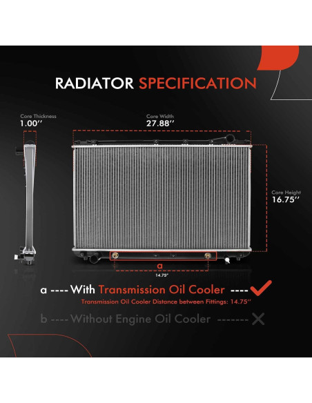 Conjunto Radiador A-Premium con Enfriador de Aceite para Lexus/Toyota