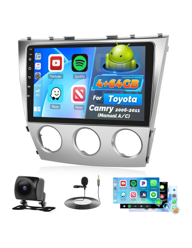 Estéreo de Coche Roinvou para Toyota Camry 2006-2011, 10.1" HD, Carplay, Android Auto, Bluetooth 5.0