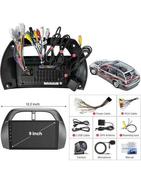 Radio de Coche WOWiViD para Toyota RAV4 2000-2003, 9" 4GB/64GB