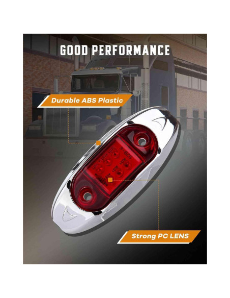 Luz Marcadora LED Roja cciyu 2.5" Bisel Cromado Impermeable