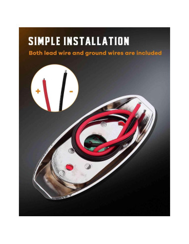 Luz Marcadora LED Roja cciyu 2.5" Bisel Cromado Impermeable