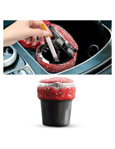 Cenicero de Coche BESULEN Rojo con Tapa y Luz LED