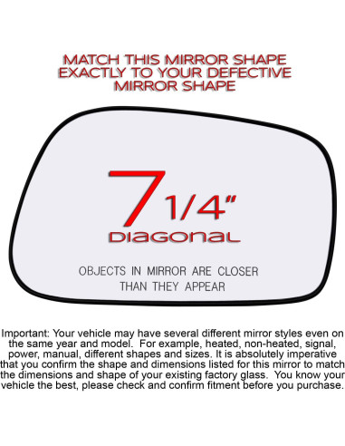 Espejo Lateral Derecho Rugged TUFF para Toyota Corolla 2003-2008