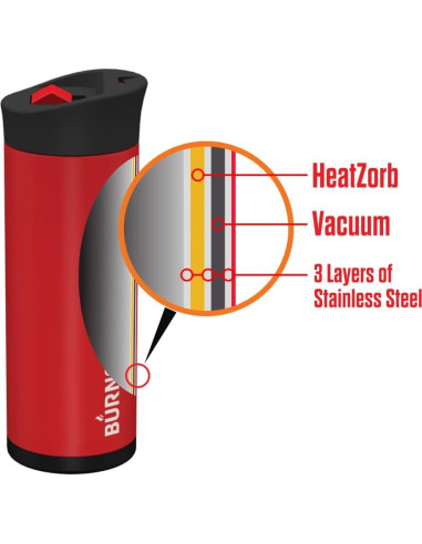 Taza Inteligente BURNOUT 16 oz. Acero Inoxidable Negra