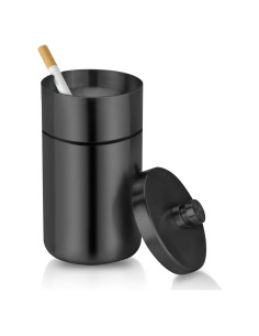 Cenicero de coche portátil Cgaplus acero inoxidable negro