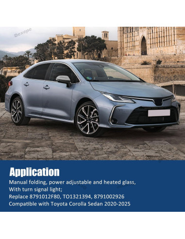 Espejo Lateral Derecho Calentado Dexepe Toyota Corolla 2020-2025