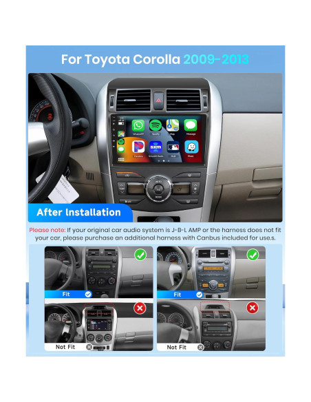 Estéreo Android 4+64G para Toyota Corolla 2009-2013 con CarPlay