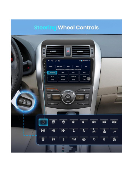 Estéreo Android 4+64G para Toyota Corolla 2009-2013 con CarPlay