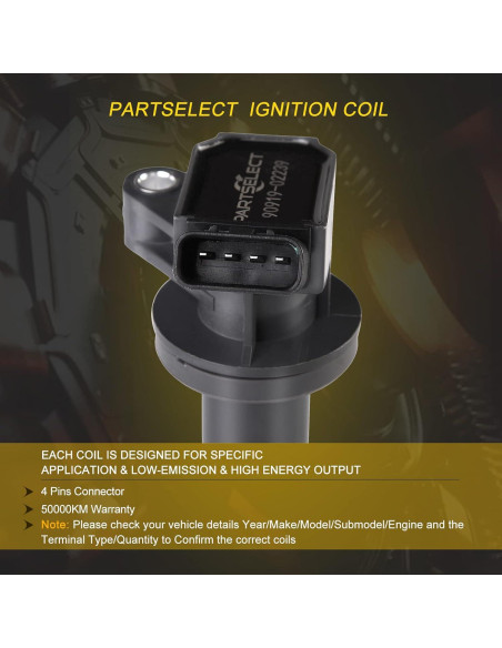 Bobinas de Encendido Partselect UF247 UF315 4PCS para Toyota y Chevy