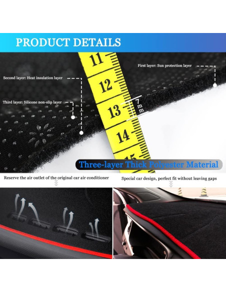 Cubierta de tablero YOFAMO para Toyota Corolla 2019-2022 Borde rojo